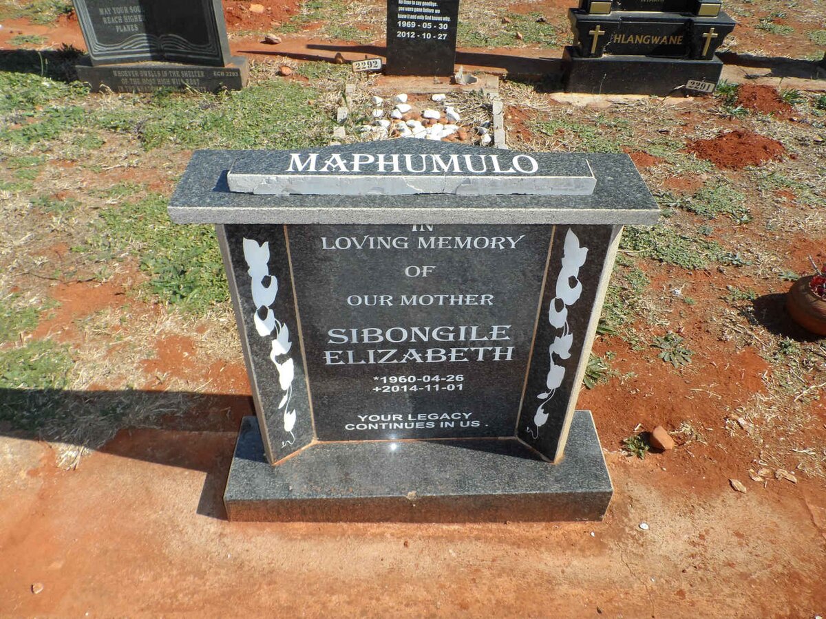 MAPHUMULO Sibongile Elizabeth 1960-2014