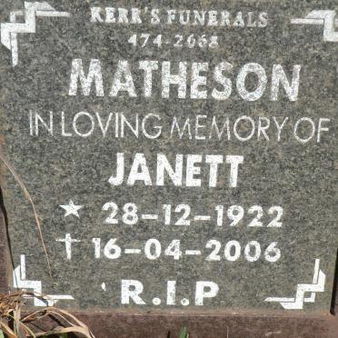 MATHESON Janett 1922-2006