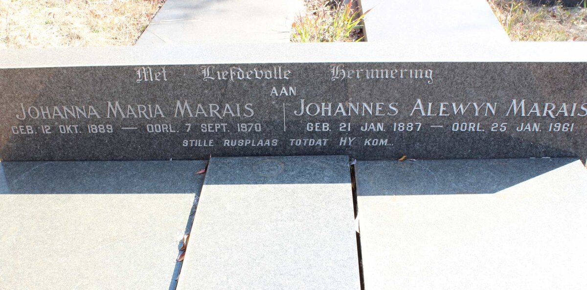 MARAIS Johannes Alewyn 1887-1961 &amp; Johanna Maria 1889-1970