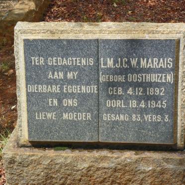 MARAIS L.M.J.C.W. nee OOSTHUIZEN 1892-1945