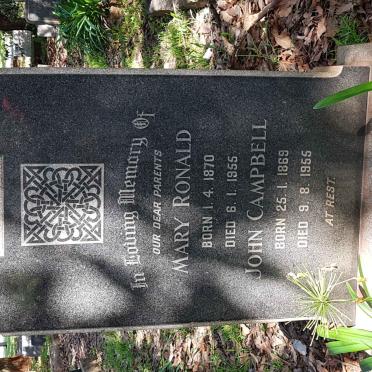 McBRIDE John Campbell 1869-1955 &amp; Mary Ronald 1870-1955