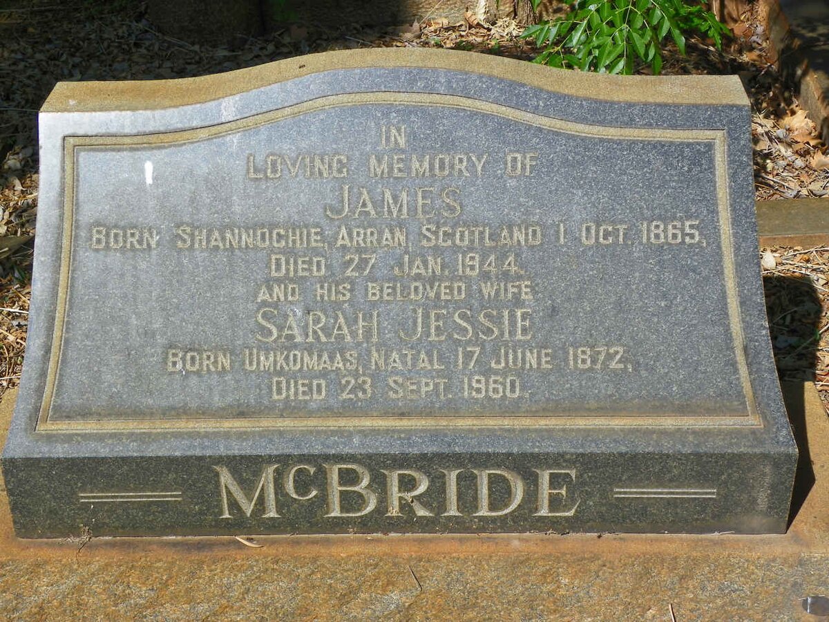 McBRIDE James 1865-1944 &amp; Sarah Jessie 1872-1960