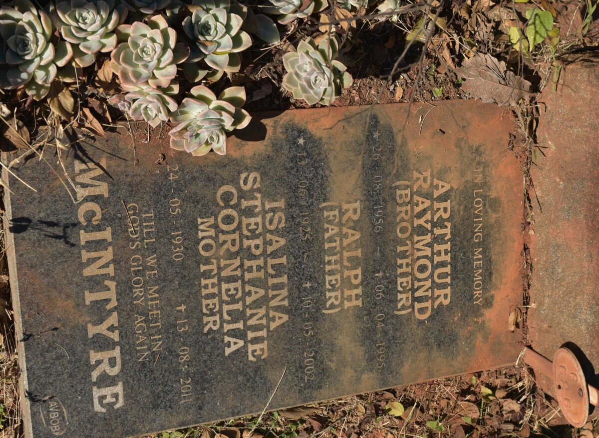 McINTYRE Ralph 1925-2002 &amp; Isaline Stephanie Cornelia 1930-2011 :: McINTYRE Arthur Raymond 1956-1995