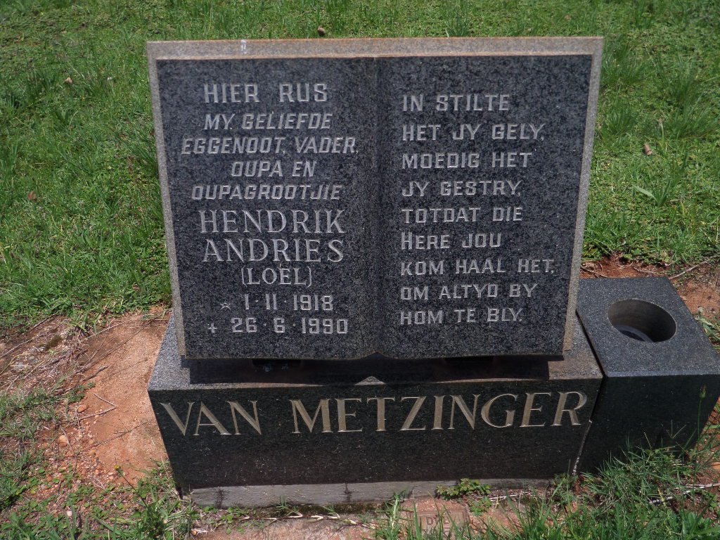 METZINGER Hendrik Andries, van 1918-1990