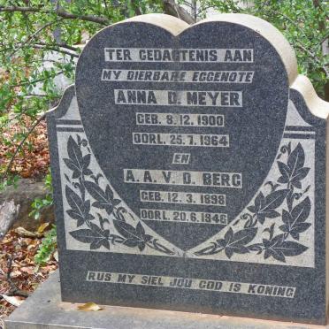 MEYER Anna D. 1900-1964 :: V.D. BERG A.A. 1898-1946