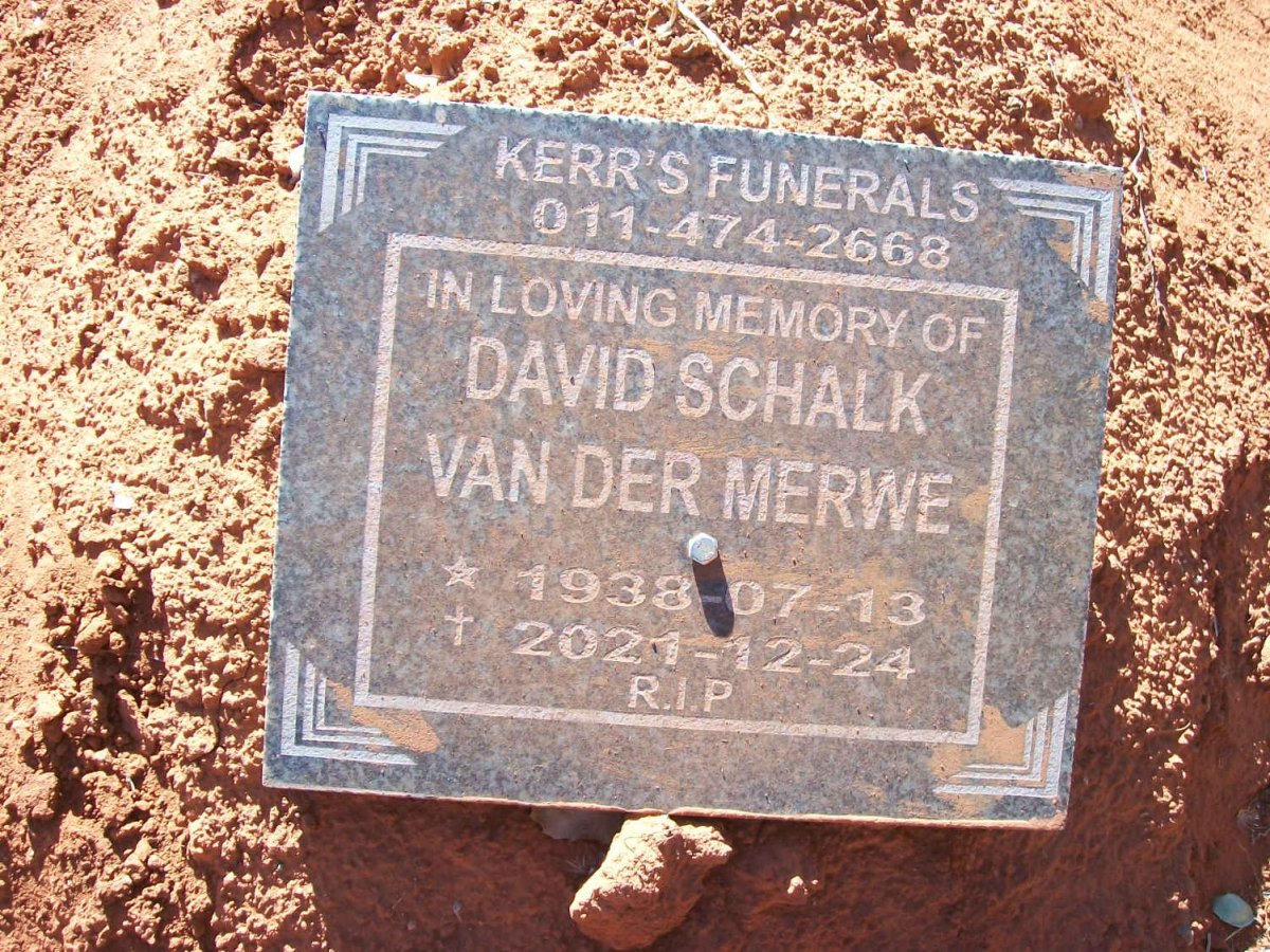 MERWE David Schalk, van der 1938-2021