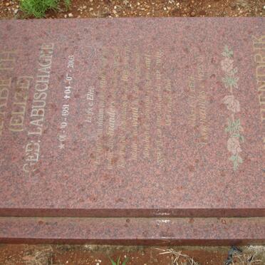 MERWE Paul Hendrik, van der 1938- &amp; Elizabeth LABUSCHAGNE 1951-2003