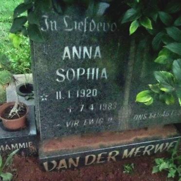 MERWE Anna Sophia, van der 1920-1983