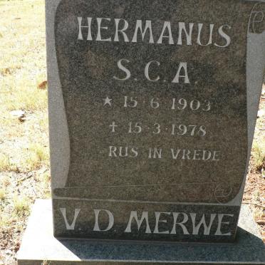 MERWE Hermanus S.C.A., v.d. 1903-1978
