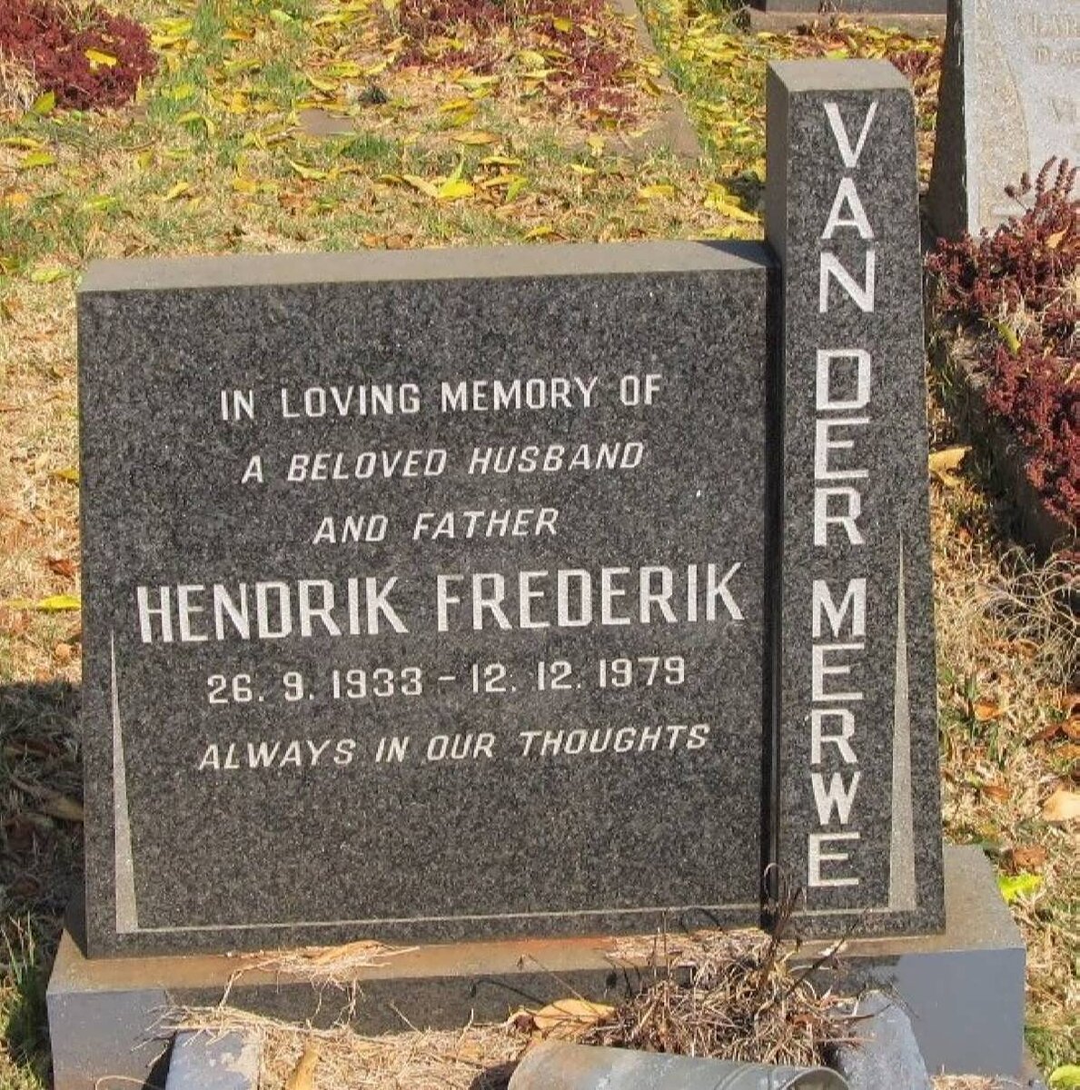 MERWE Hendrik Frederik, van der 1933-1979