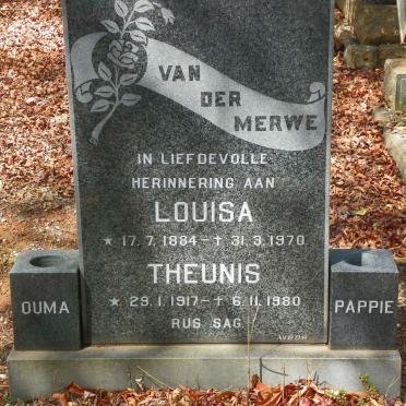 MERWE Louisa, van der 1884-1970 :: VAN DER MERWE Theunis 1917-1980