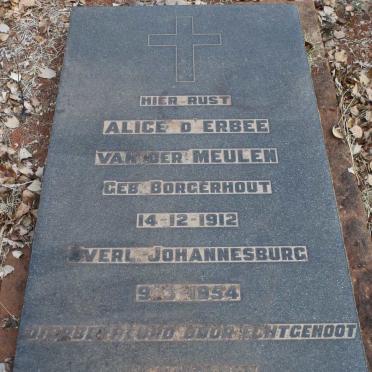 MEULEN Alice D'Erbee, van der 1912-1954