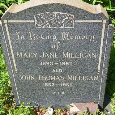 MILLIGAN John Thomas 1863-1950 &amp; Mary Jane 1863-1950