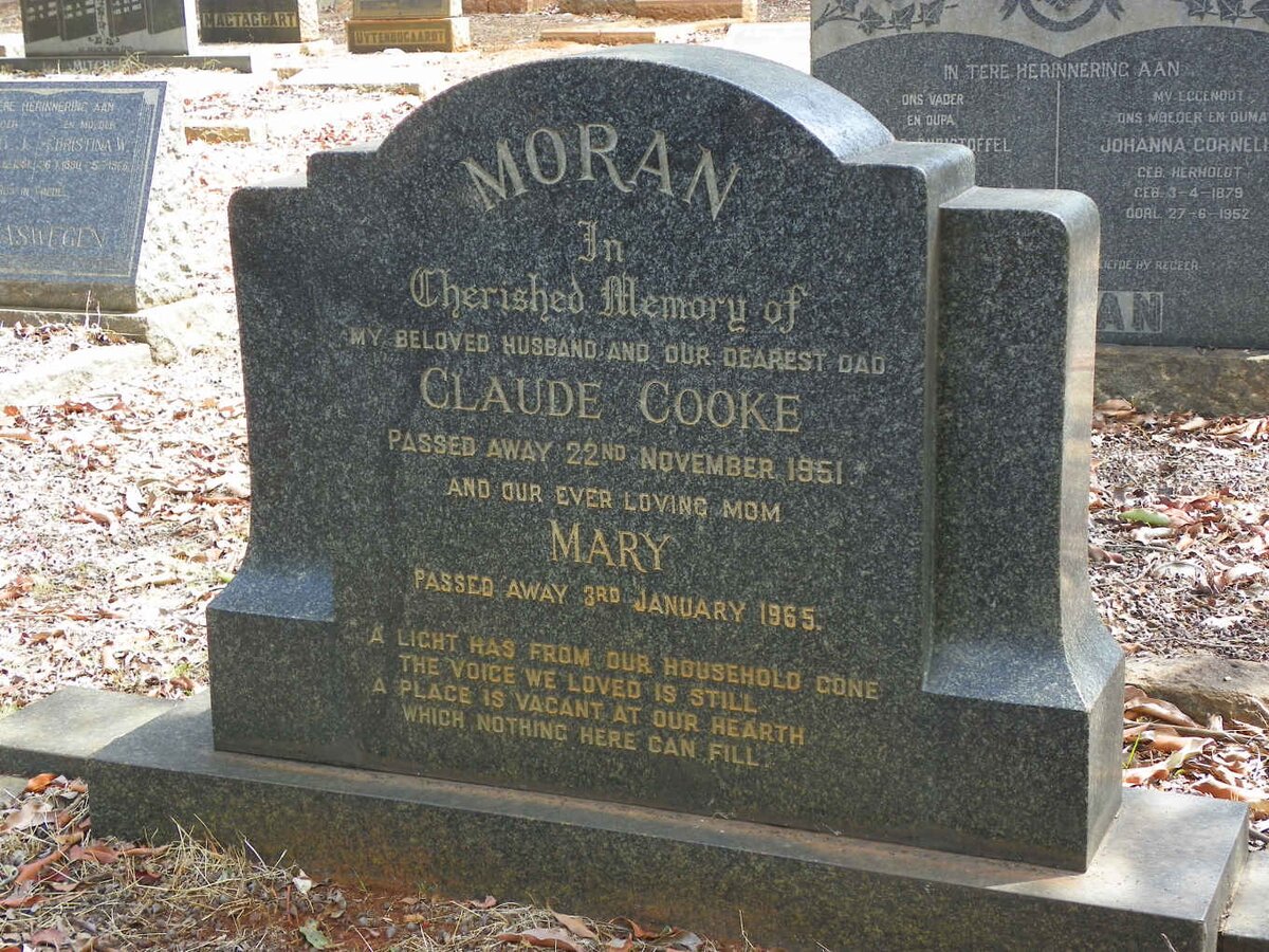 MORAN Claude Cooke -1951 &amp; Mary -1965