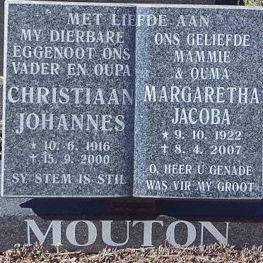 MOUTON Christiaan Johannes 1916-2000 &amp; Margaretha Jacoba 1922-2007
