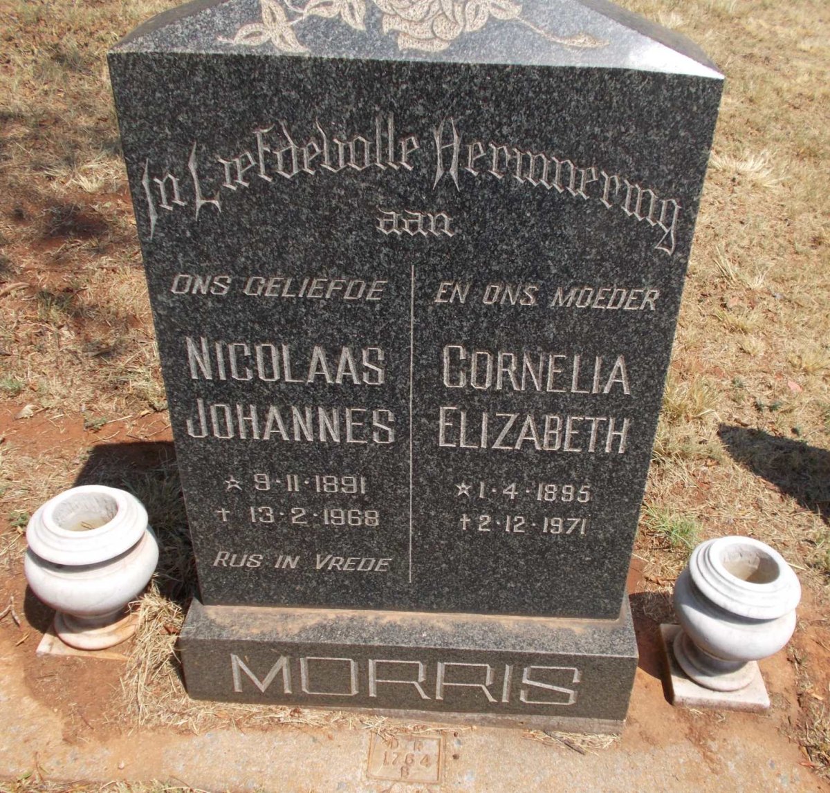 MORRIS Nicolaas Johannes 1891-1968 &amp; Cornelia Elizabeth 1895-1971