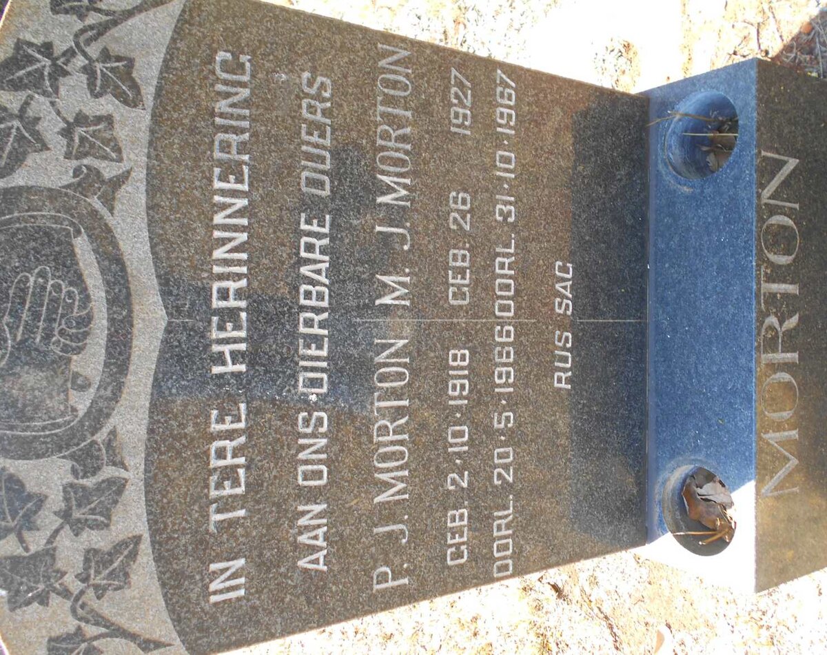 MORTON P.J. 1918-1966 &amp; M.J. 1927-1967