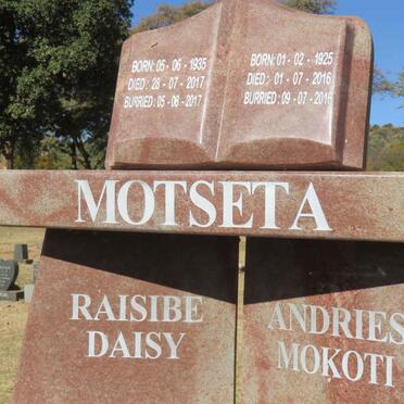 MOTSETA Andries Mokoti 1925-2016 &amp; Raisibe Daisy 1935-2017