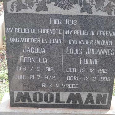MOOLMAN Louis Johannes Fourie 1912-1995 &amp; Jacoba Cornelia 1918-1972