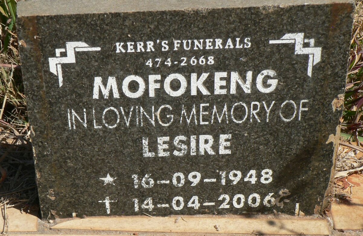 MOFOKENG Lesire 1948-2006
