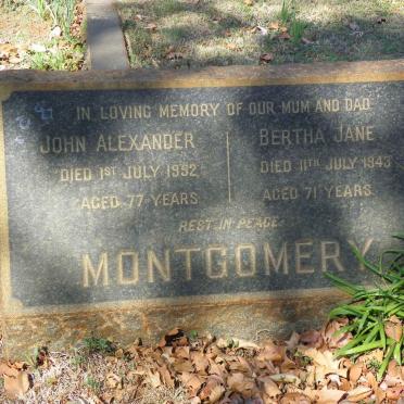 MONTGOMERY John Alexander -1952 &amp; Bertha Jane -1943