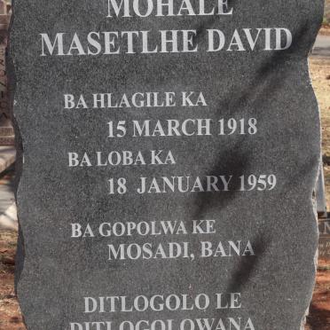 MOHALE Masetlhe David 1918-1959