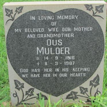 MULDER Ous 1916-1987