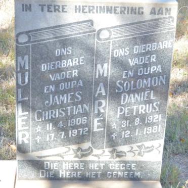 MULLER James Christian 1906-1972 :: MARE Solomon Daniel Petrus 1921-1981