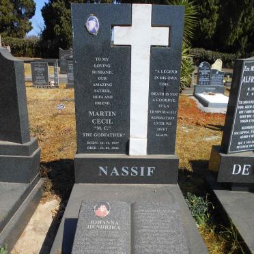 NASSIF Martin Cecil 1947-2004 &amp; Johanna Hendrika 1951-2007