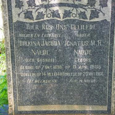 NAUDE Ignatius M.R. 1885-1966 &amp; Dirkina Jacoba BOSHOFF 1890-1948