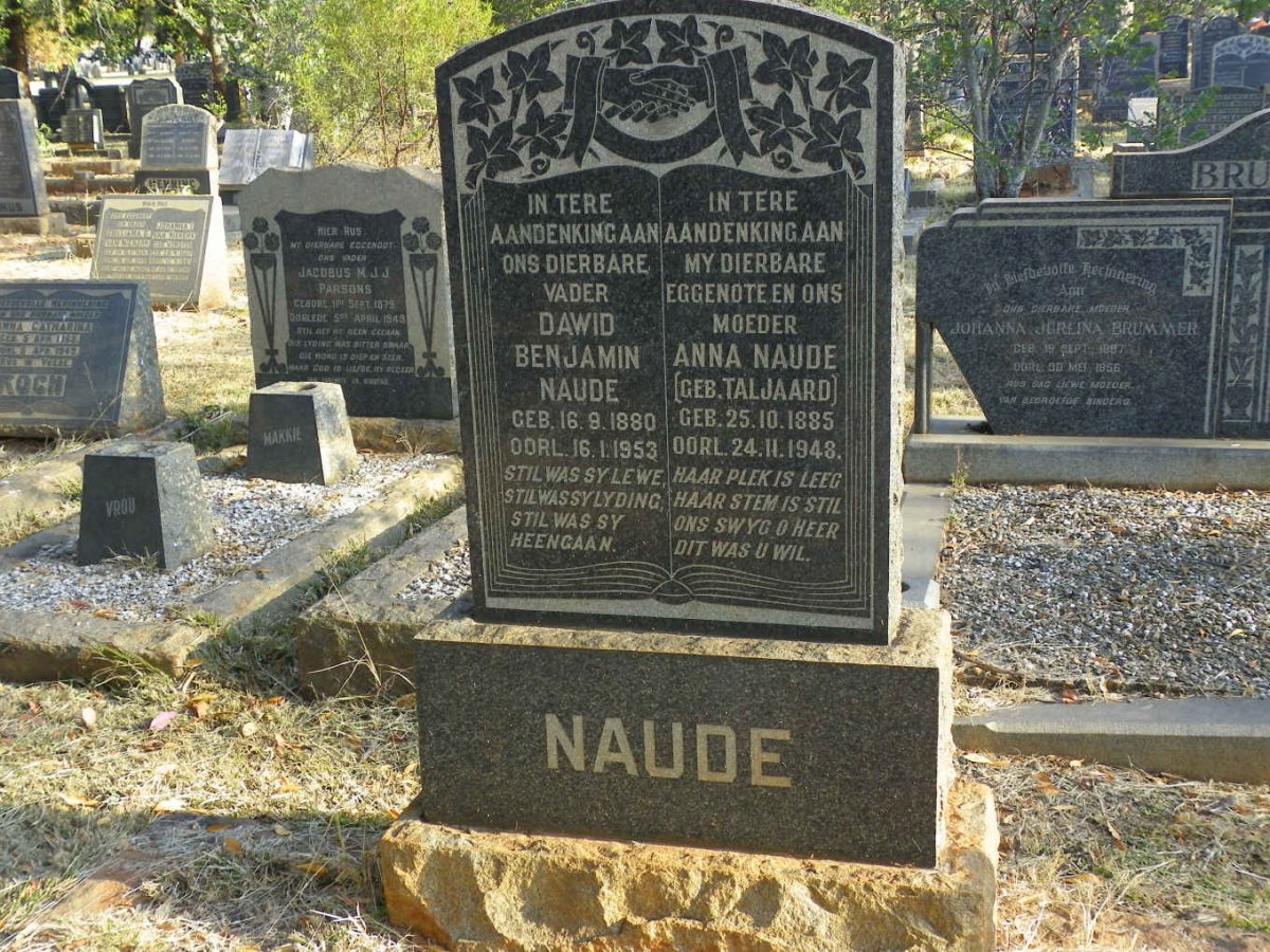 NAUDE Dawid Benjamin 1880-1953 &amp; Anna TALJAARD 1885-1948