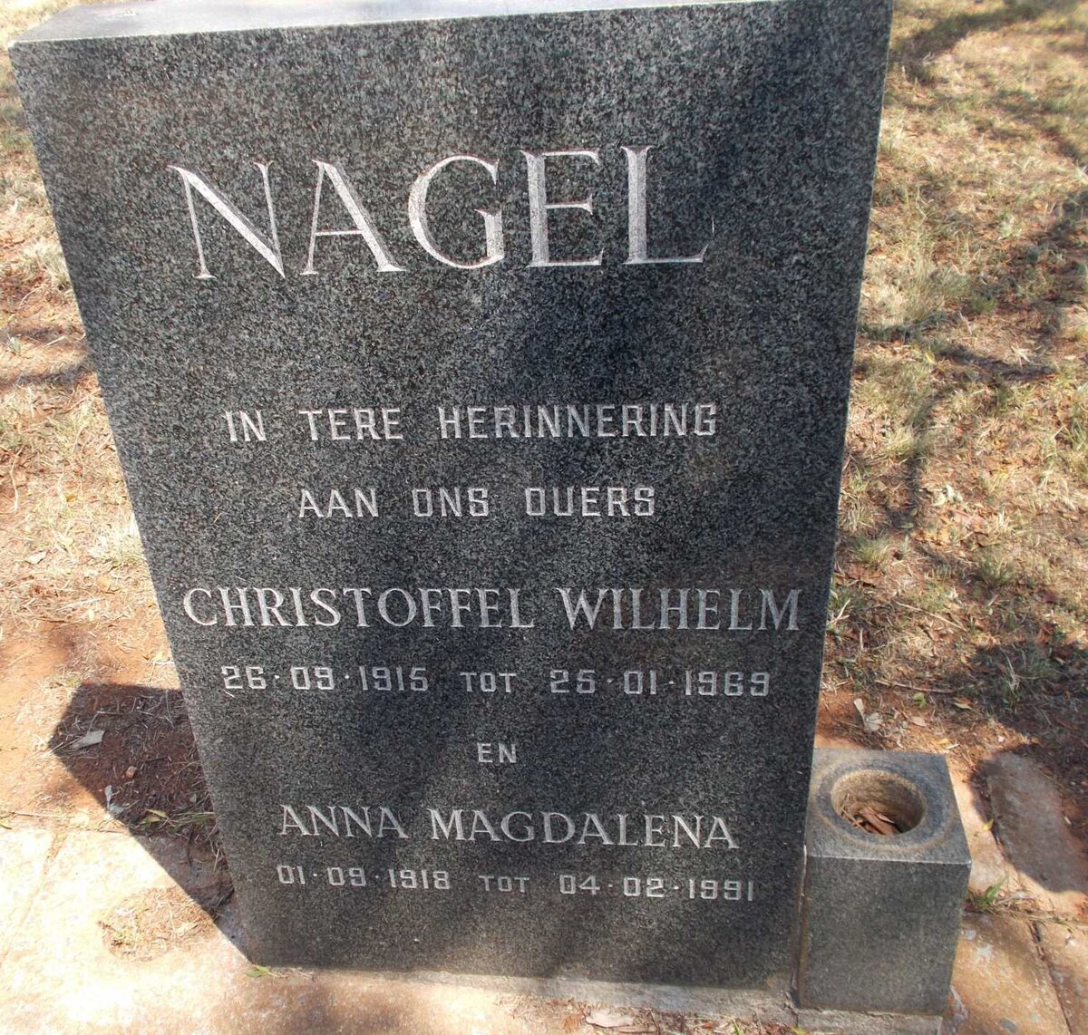NAGEL Christoffel Wilhelm 1915-1969 &amp; Anna Magdalena 1918-1991