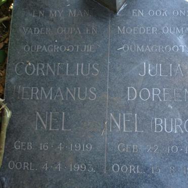 NEL Cornelius Hermanus 1919-1993 &amp; Julia Doreen BURGER 1919-1995