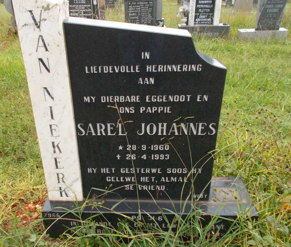 NIEKERK Sarel Johannes, van 1960-1993