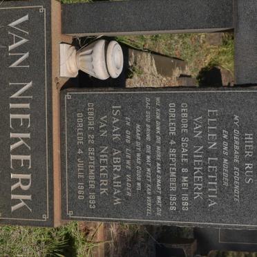 NIEKERK Isaak Abraham, van 1893-1960 &amp; Ellen Letitia SCALE 1893-1956