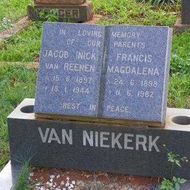 NIEKERK Jacob Van Reenen, van 1897-1944 &amp; Francis Magdalena 1898-1982