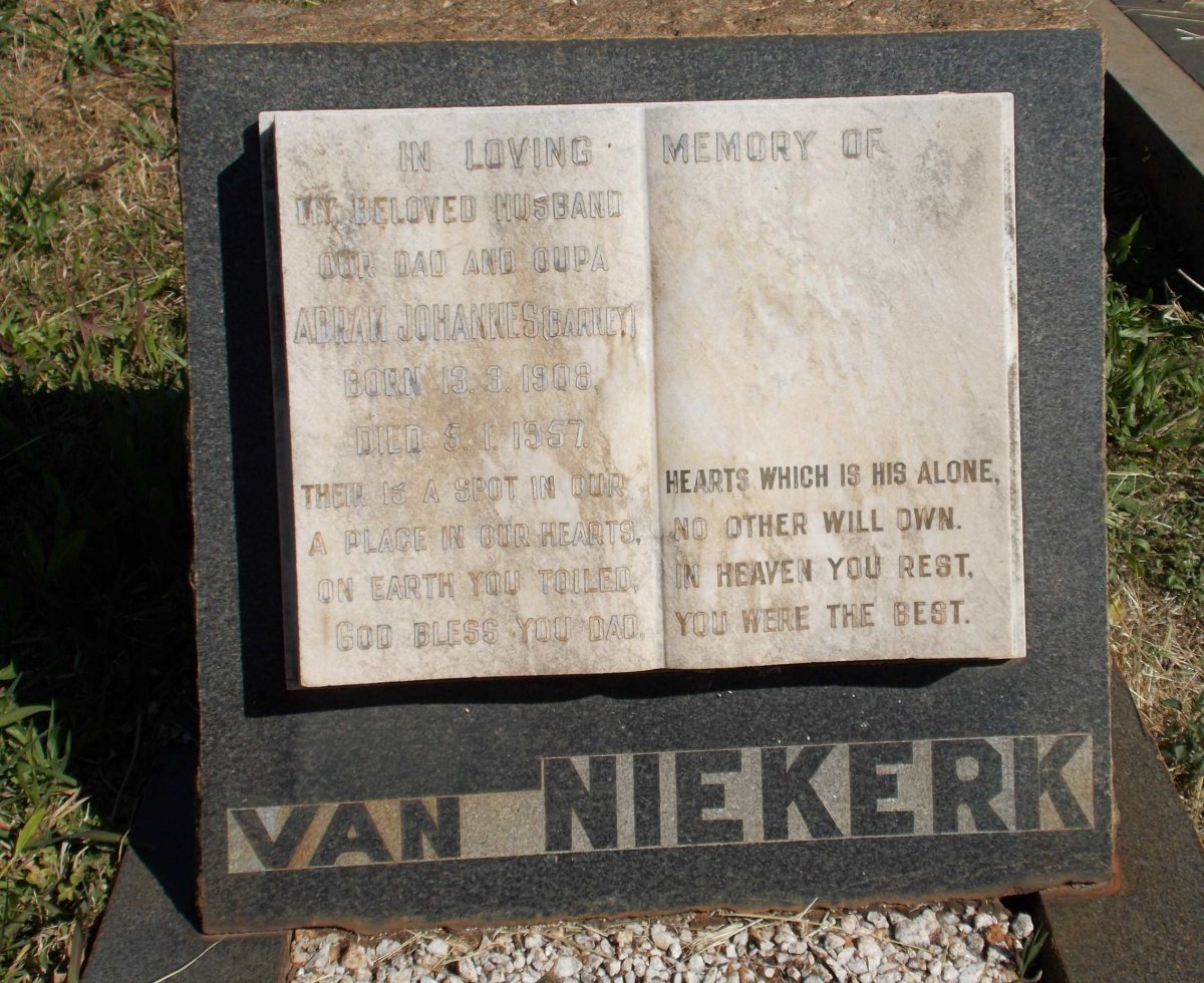 NIEKERK Abram Johannes, van 1908-1957
