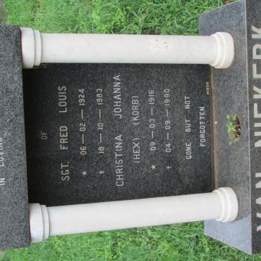 NIEKERK Fred Louis, van 1924-1983 &amp; Christina Johanna KORB, HEX 1916-1990