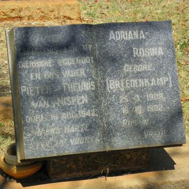 NISPEN Pieter Theunis, van -1942 &amp; Adriana Rosina BREEDENKAMP 1908-1982