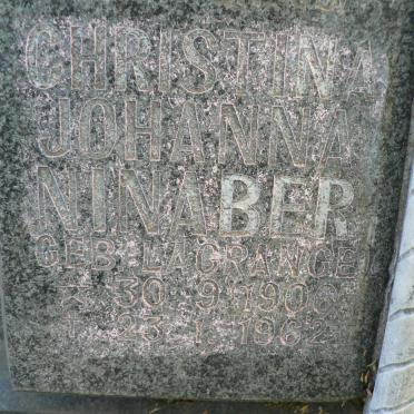 NINABER Christina Johanna nee LA GRANGE 1906-1962