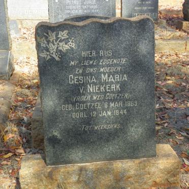 NIEKERK Gesina Maria, van voorheen COETZER nee COETZEE 1869-1944