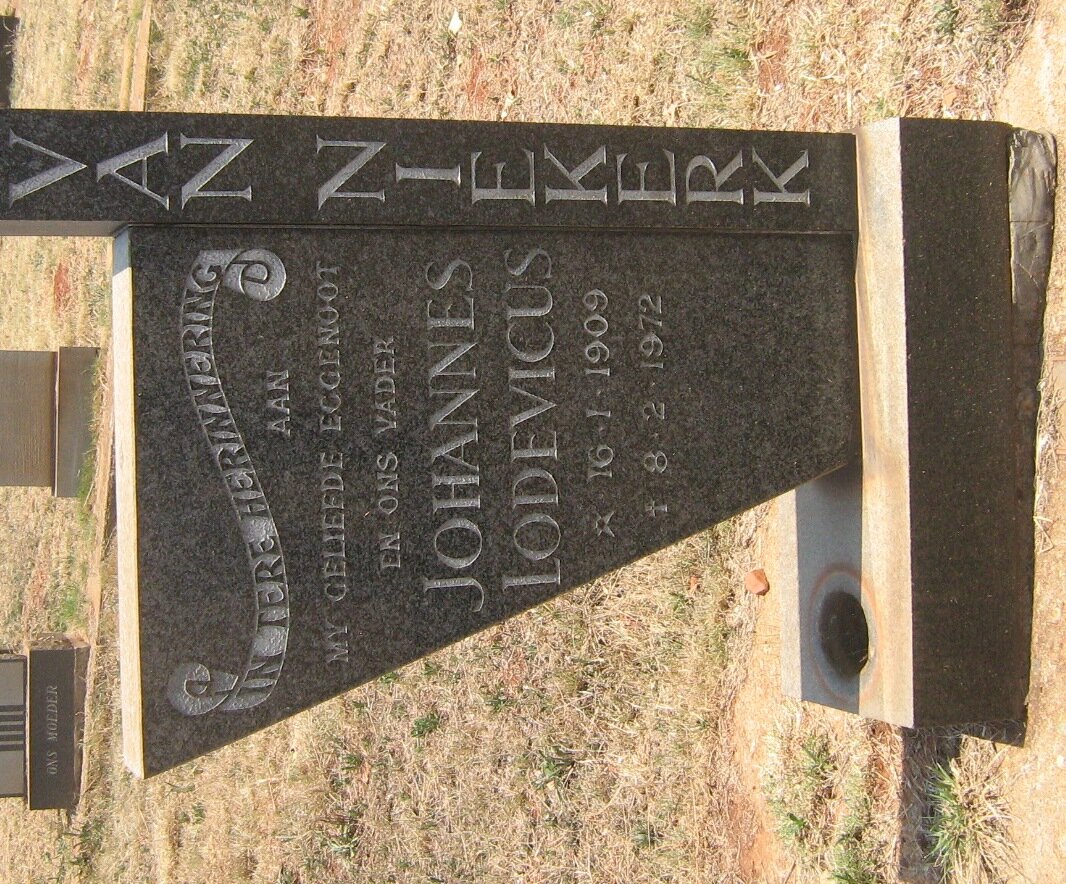 NIEKERK Johannes Lodevicus, van 1909-1972