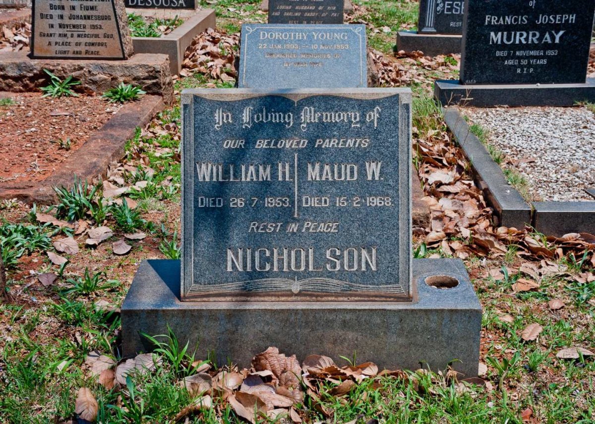 NICHOLSON William H. -1953 &amp; Maud W. -1968