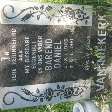 NIEKERK Barend Daniel, van 1903-1951