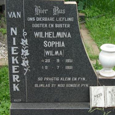 NIEKERK Wilhelmina Sophia, van 1951-1981