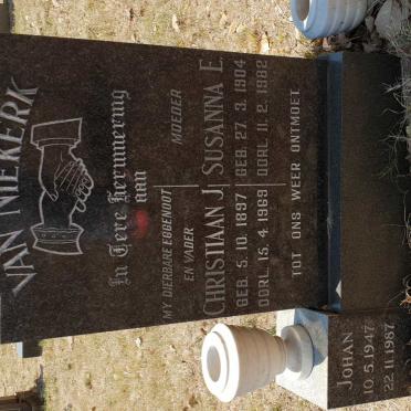 NIEKERK Christiaan J., van 1897-1969 &amp; Susanna E. 1904-1982 :: VAN NIEKERK Johan 1947-1987