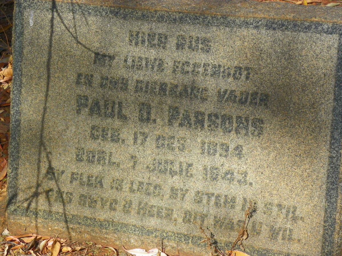 PARSONS Paul D. 1894-1943