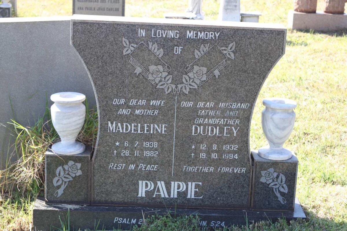 PAPE Dudley 1932-1994 &amp; Madeleine 1938-1982