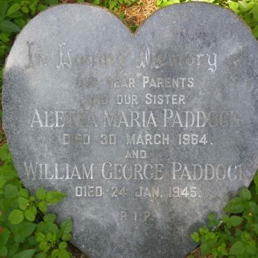 PADDOCK William George -1945 &amp; Aletta Maria -1964
