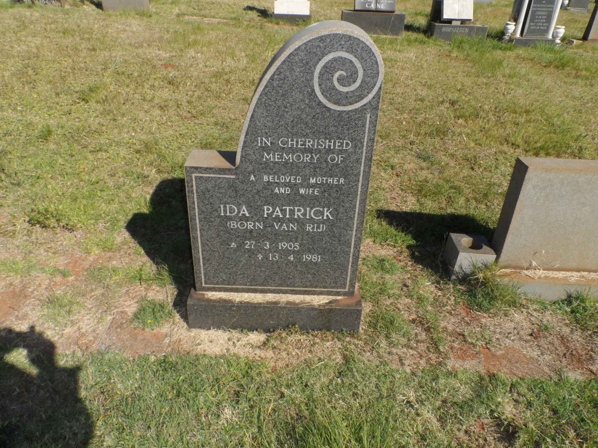 PATRICK Ida nee VAN RIJ 1905-1981